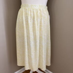 Nine West Yellow Printed Vine Floral Pull On Challis Skirt Women’s Plus Size XXL